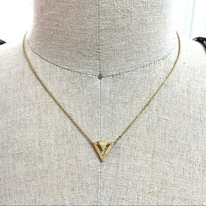 Vintage Gold Geometric Triangle Pendant Necklace